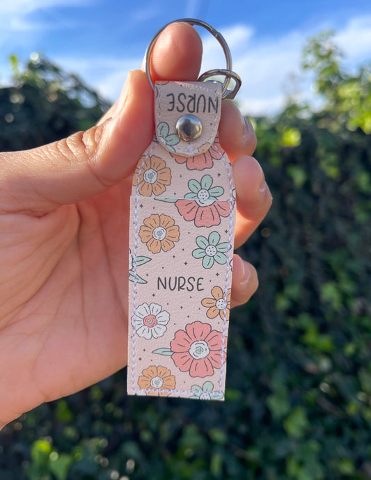 Nurse in Bloom - Nurse Chapstick/Lip Balm Holder | Faux Leather Lip Balm Holder | Nurse Gift