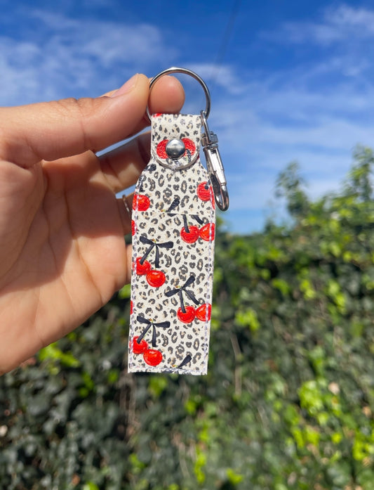 Nez Cherry Bombshell 💣🍒 - Nurse Chapstick/Lip Balm Holder | Faux Leather Lip Balm Holder | Nurse Gift