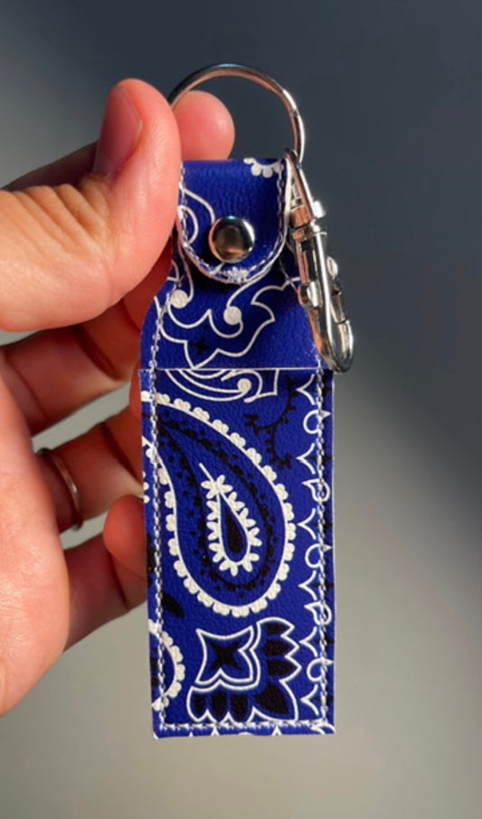 Code Blue Bandana Chapstick Holder | Lip Balm Holder | Faux Leather Lip Balm Holder | Nurse Gift