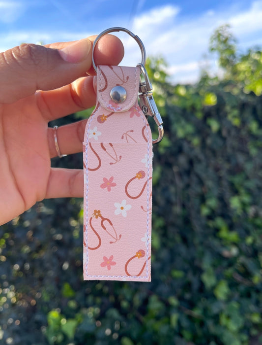 Stetho Blossom - Nurse Chapstick/Lip Balm Holder | Faux Leather Lip Balm Holder | Nurse Gift